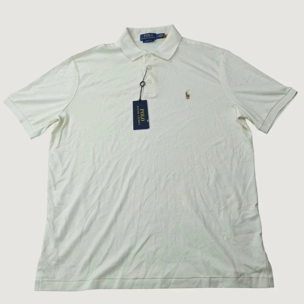 Polo Ralph Lauren Classic Fit M Pale Cream Soft Cotton Polo Shirt Flaw MSRP $118